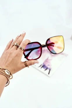 Best Okulary Przeciwsłoneczne PR-V14 Czarne Czerwone Szkła Lustrzane Okulary