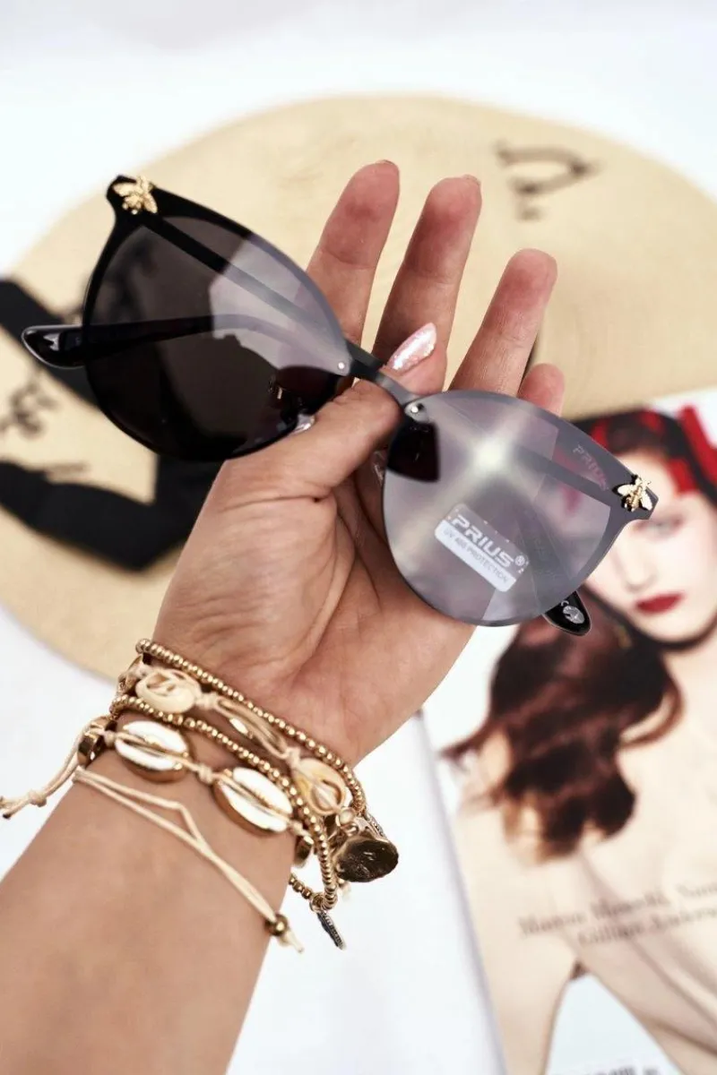 Okulary>PRIUS Okulary Przeciwsłoneczne PRE-17 Czarne Szkła Lustrzane Owad