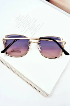 Clearance PRIUS Okulary Przeciwsłoneczne PRE-38 Złote Różowe Granat Gradient Brokat