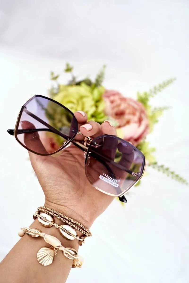 Sale Okulary Przeciwsłoneczne PRE-38 Złote Czarne Gradient Brokat Okulary