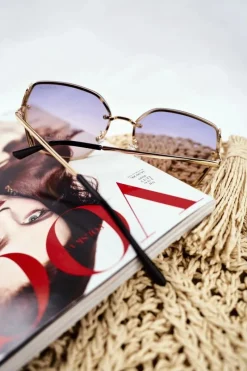 Sale Okulary Przeciwsłoneczne PRE-38 Złote Czarne Gradient Brokat Okulary