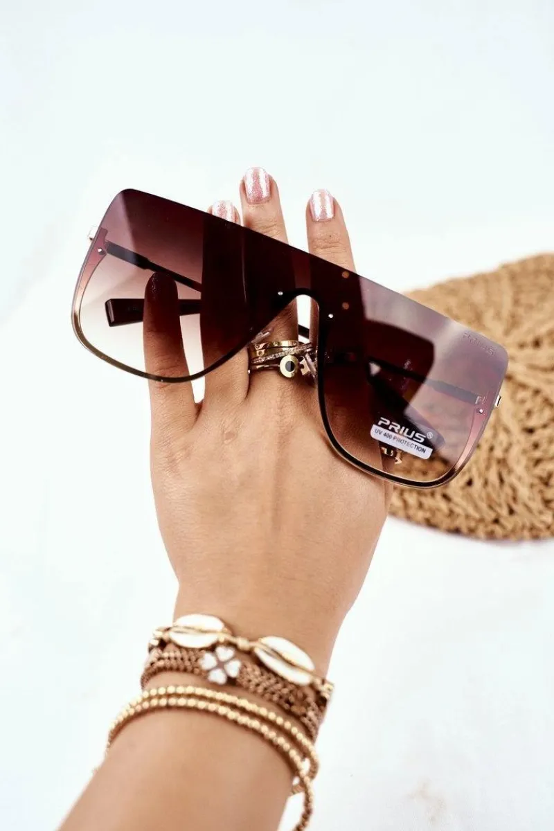 Outlet Okulary Przeciwsłoneczne PRE-37 Brązowe Gradient Złoto Okulary