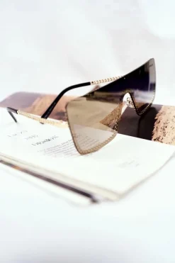 Okulary>PRIUS Okulary Przeciwsłoneczne PRE-12 Złote Lustro Łańcuszek