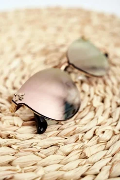 Okulary>PRIUS Okulary Przeciwsłoneczne PRE-17 Złote Różowe Szkła Lustrzane Owad