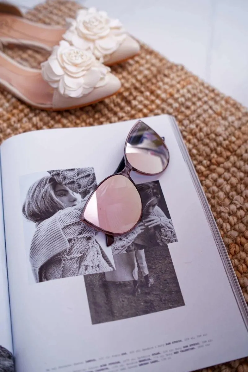 New Okulary Przeciwsłoneczne PR-V26 Brązowe Różowe Szkła Brokat Okulary