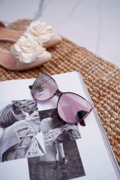 New Okulary Przeciwsłoneczne PR-V26 Brązowe Różowe Szkła Brokat Okulary