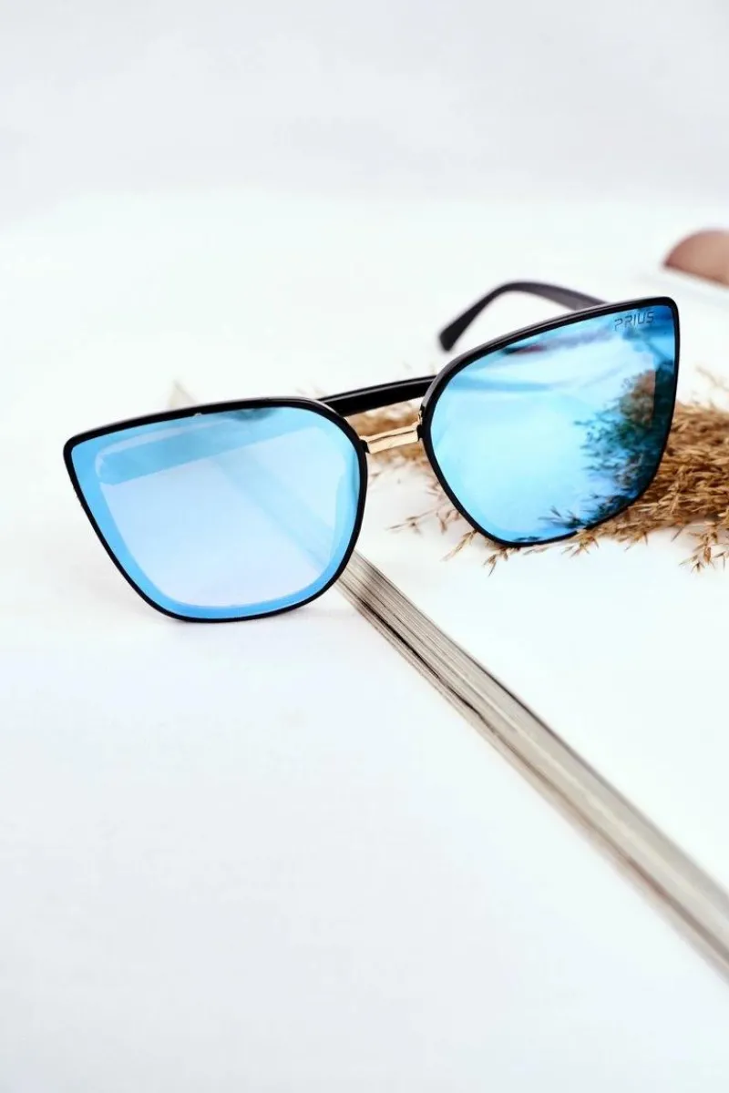 Hot PRIUS Okulary Przeciwsłoneczne PR-V14 Czarne Niebieskie Szkła Lustrzane