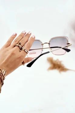 Okulary Przeciwsłoneczne PRE-34 Złote Różowe Zielony Gradient Okulary