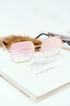 Okulary>PRIUS Okulary Przeciwsłoneczne PRE-14 Złote Różowe Szkła Lustrzane