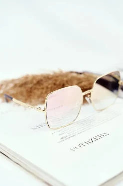 Okulary>PRIUS Okulary Przeciwsłoneczne PRE-14 Złote Różowe Szkła Lustrzane