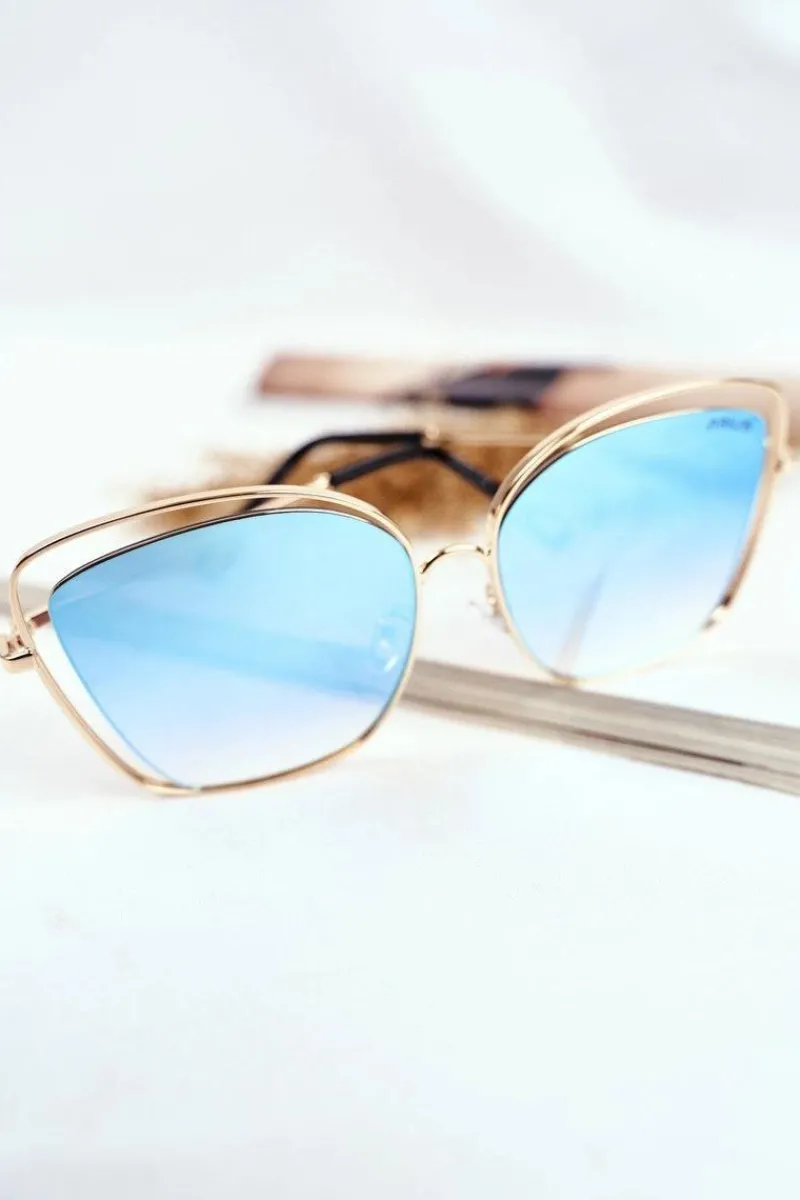 Outlet PRIUS Okulary Przeciwsłoneczne PRE-31 Złote Niebieskie Szkła Lustrzane