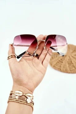 Okulary>PRIUS Okulary Przeciwsłoneczne PRE-14 Złote Różowe Ciemne Szkła Lustrzane