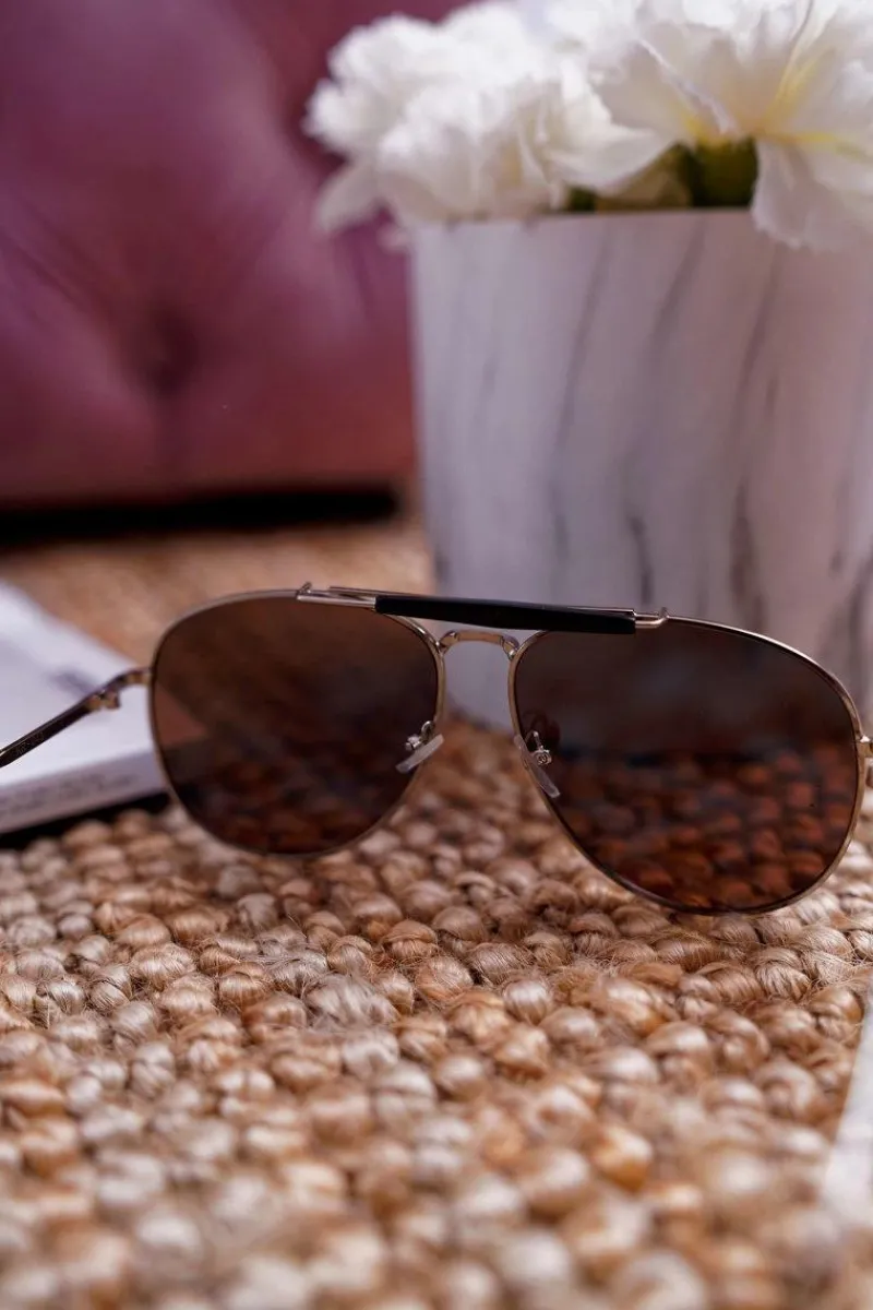 New PRIUS Okulary Przeciwsłoneczne KRE-200 Brązowo Żółte