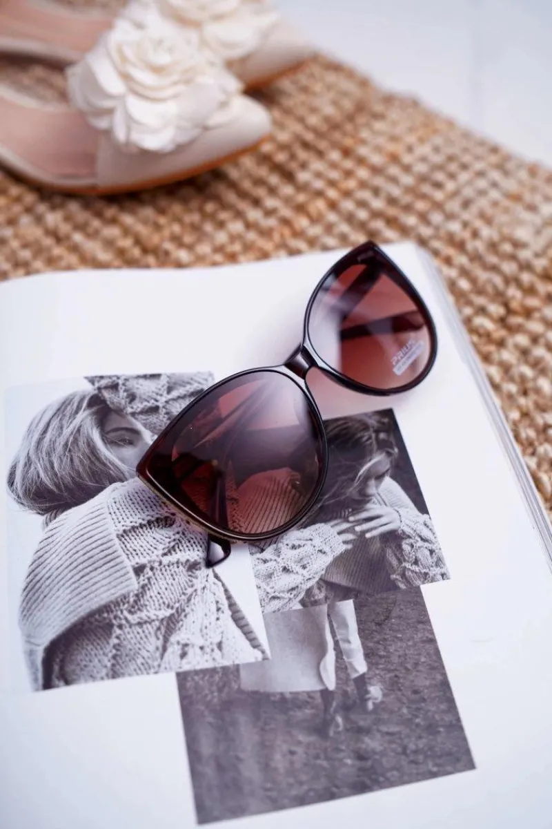 Online Okulary Przeciwsłoneczne PR-V26 Brązowe Złoty Brokat Okulary