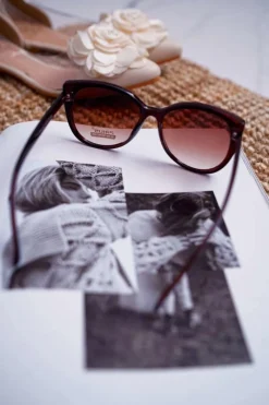 Online Okulary Przeciwsłoneczne PR-V26 Brązowe Złoty Brokat Okulary