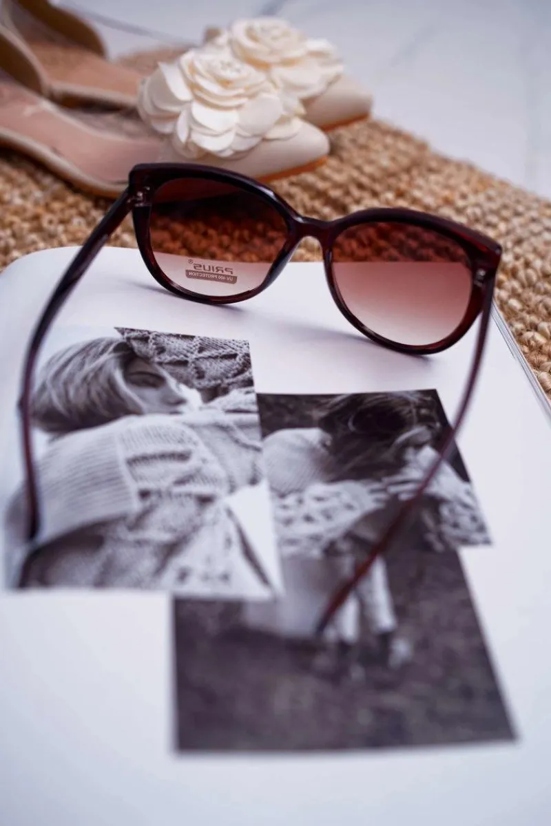 Online Okulary Przeciwsłoneczne PR-V26 Brązowe Złoty Brokat Okulary