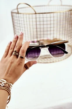 Okulary>PRIUS Okulary Przeciwsłoneczne Złote PR-V07 Brązowe Biały Gradient