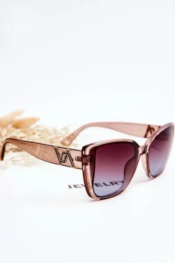 New PRIUS Okulary Przeciwsłoneczne Z Ozdobą UV400 V202 Transparentne Różowe