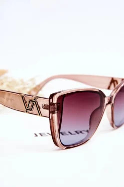 New PRIUS Okulary Przeciwsłoneczne Z Ozdobą UV400 V202 Transparentne Różowe