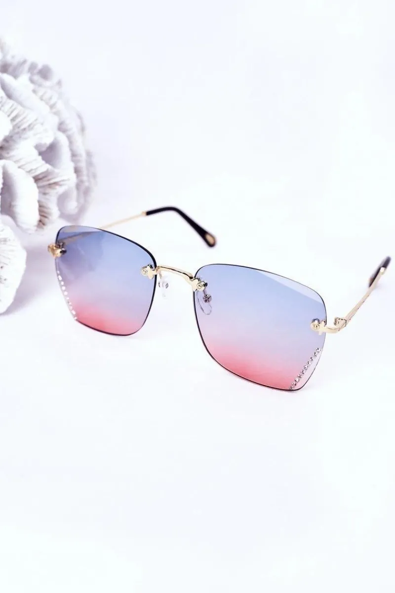 Okulary>Boto Okulary Przeciwsłoneczne Z Cyrkoniami Niebiesko-Różowe Ombre