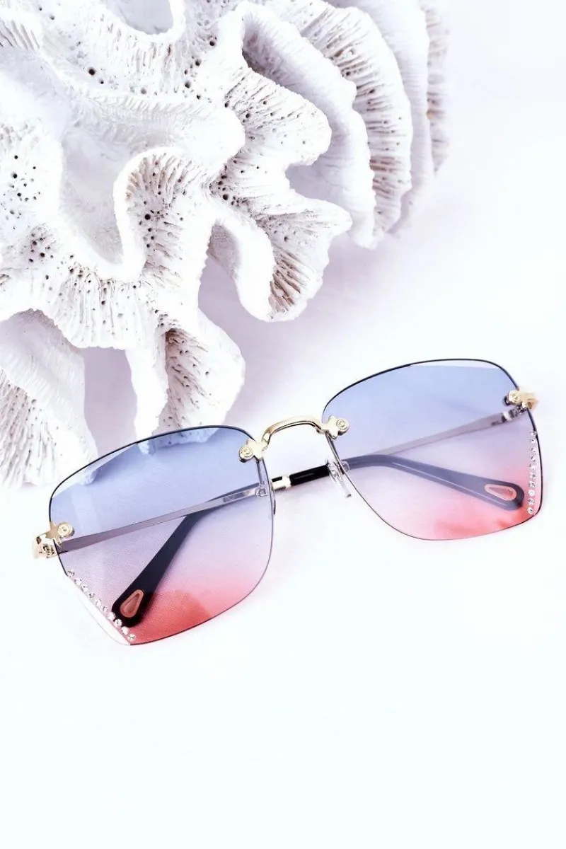 Okulary>Boto Okulary Przeciwsłoneczne Z Cyrkoniami Niebiesko-Różowe Ombre