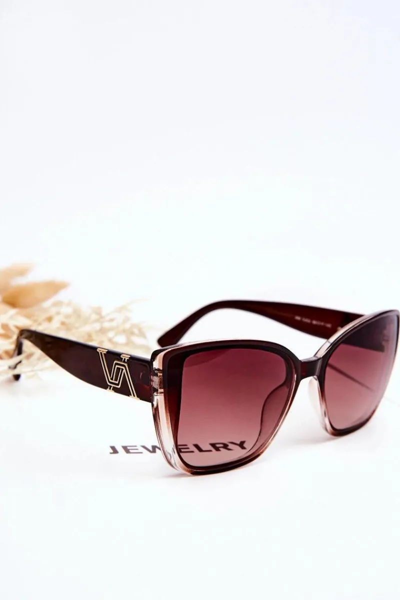 Online Okulary Przeciwsłoneczne Z Ozdobą UV400 V202 Brązowe Okulary