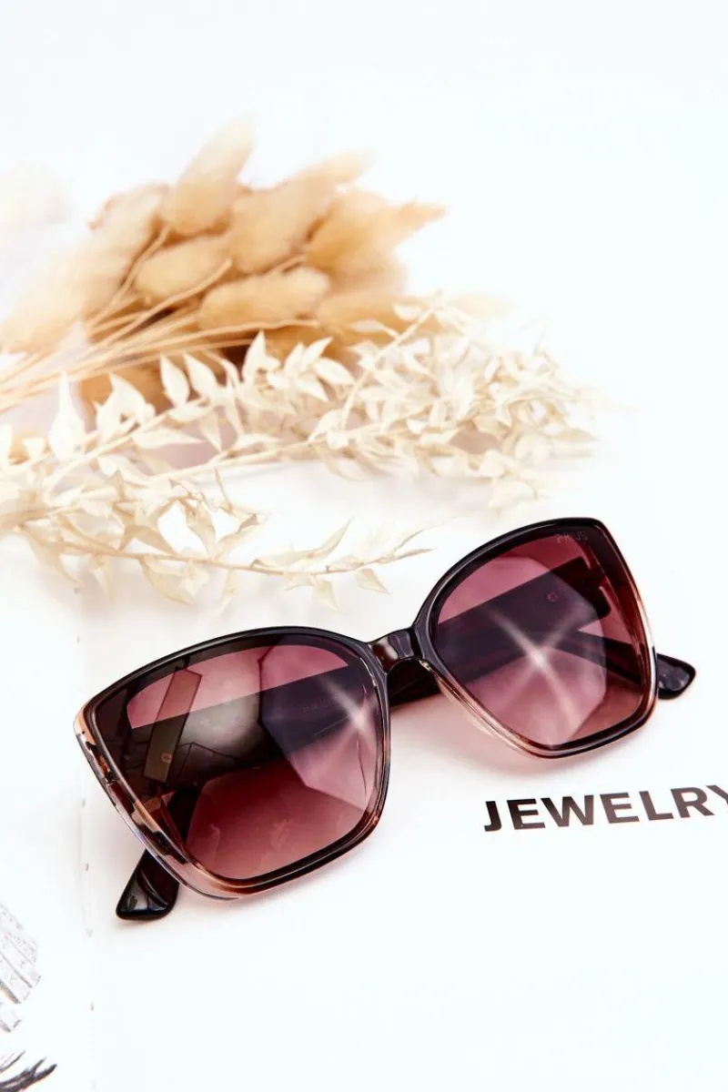 Online Okulary Przeciwsłoneczne Z Ozdobą UV400 V202 Brązowe Okulary