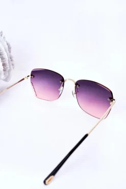 Sale Okulary Przeciwsłoneczne Z Cyrkoniami Różowe Ombre Okulary