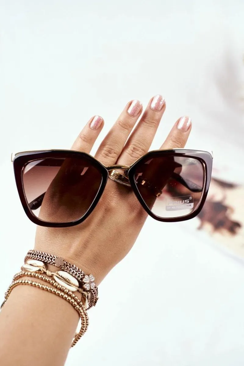 Okulary>PRIUS Okulary Przeciwsłoneczne Złote PR-V07 Brązowe Gradient