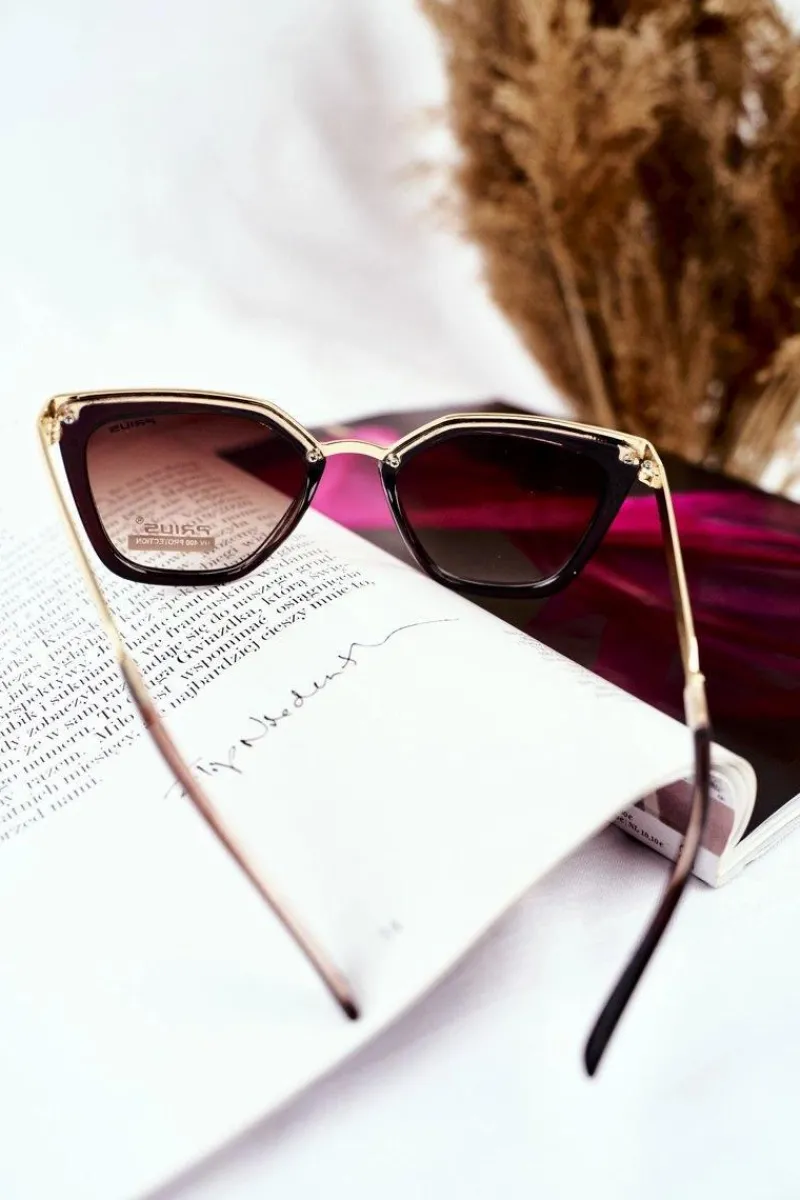 Okulary>PRIUS Okulary Przeciwsłoneczne Złote PR-V07 Brązowe Gradient