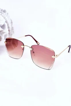 Hot Boto Okulary Przeciwsłoneczne Z Cyrkoniami Brązowe Ombre