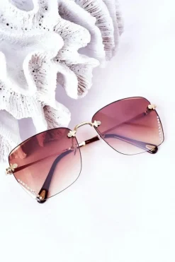 Hot Boto Okulary Przeciwsłoneczne Z Cyrkoniami Brązowe Ombre