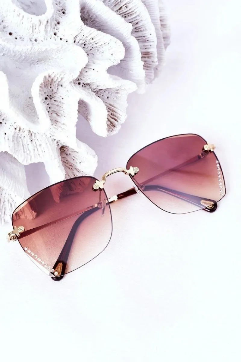 Hot Boto Okulary Przeciwsłoneczne Z Cyrkoniami Brązowe Ombre