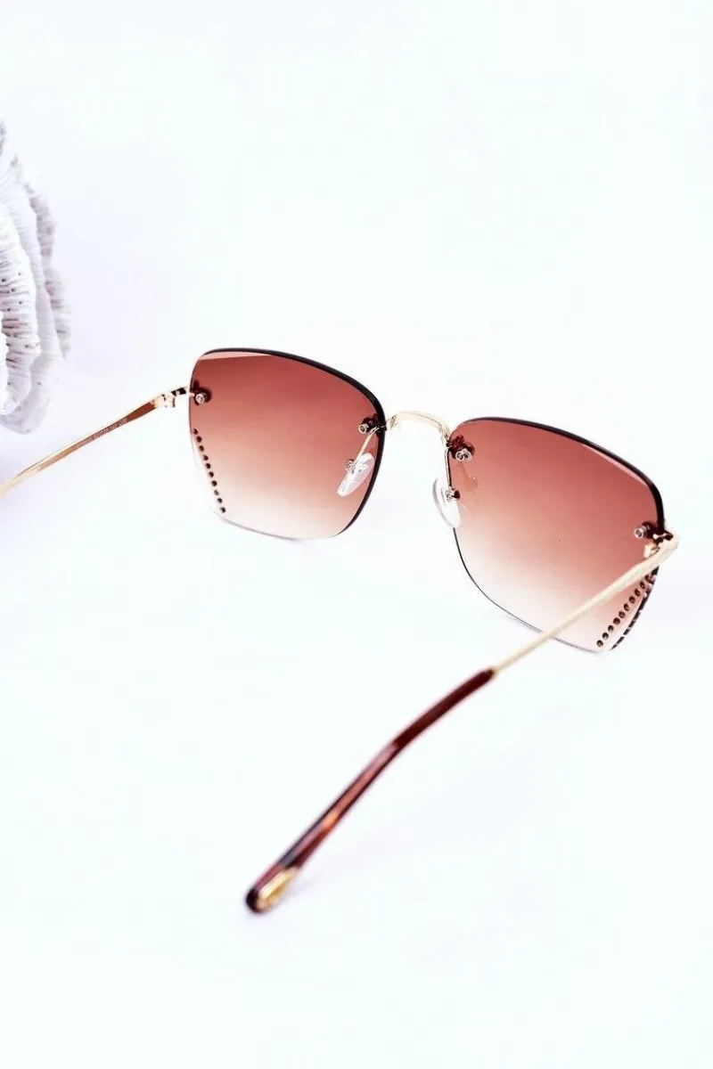 Hot Boto Okulary Przeciwsłoneczne Z Cyrkoniami Brązowe Ombre