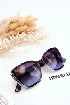 Okulary>PRIUS Okulary Przeciwsłoneczne Z Ozdobą UV400 V202 Transparentne Czarne