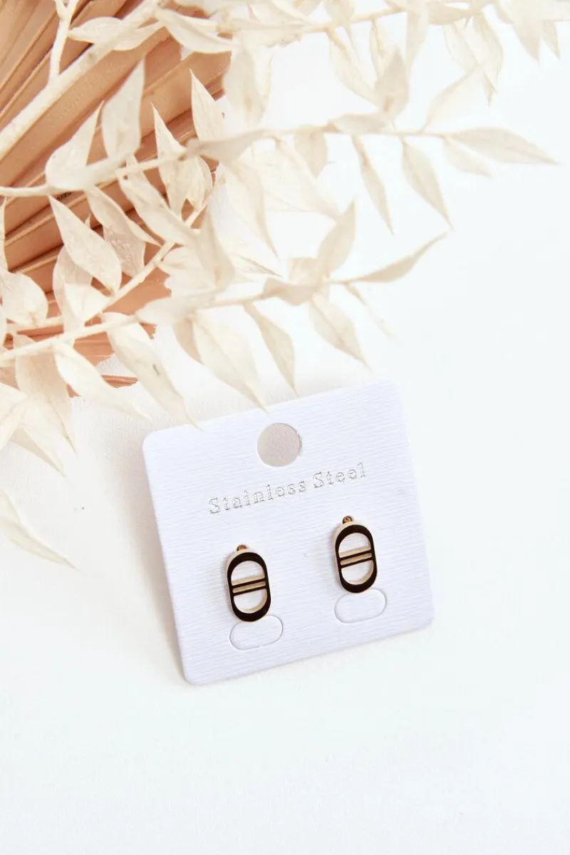 Hot Glam Chic Owalne Kolczyki Wkrętki Złote Złoty