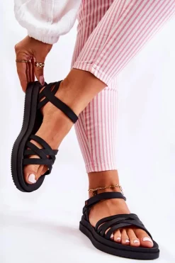 Outlet ZAXY Pachnące Damskie Sandały Na Rzep JJ285068 Czarne
