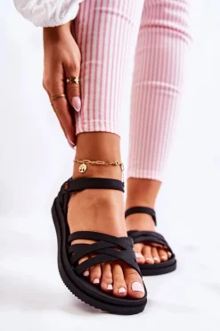Outlet ZAXY Pachnące Damskie Sandały Na Rzep JJ285068 Czarne