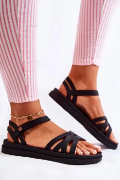Outlet ZAXY Pachnące Damskie Sandały Na Rzep JJ285068 Czarne