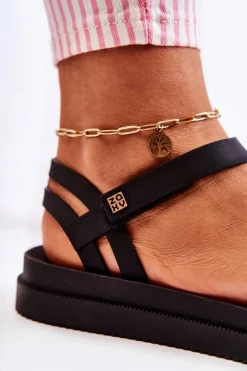 Outlet ZAXY Pachnące Damskie Sandały Na Rzep JJ285068 Czarne