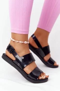 New Pachnące Gumowe Sandaly Eco Friendly HH285163 Czarne Damskie Sandały Gumowe|Sandały Płaskie