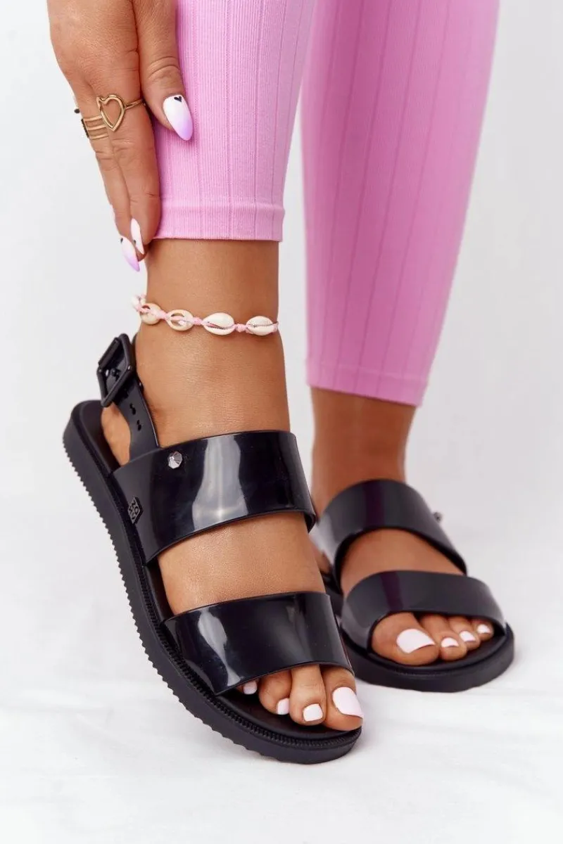 New Pachnące Gumowe Sandaly Eco Friendly HH285163 Czarne Damskie Sandały Gumowe|Sandały Płaskie