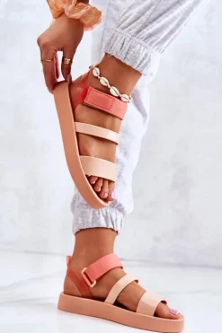 Sandały Gumowe|Sandały Płaskie>ZAXY Pachnące Gumowe Sandały Na Rzep HH285288 Pomarańczowe