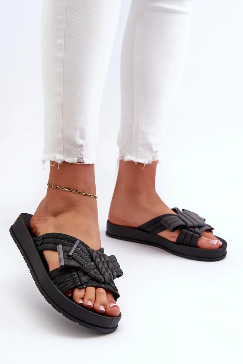 Clearance Pachnące Klapki Damskie Na Płaskiej Podeszwie LL285096 Czarne Damskie Klapki Damskie Klasyczne