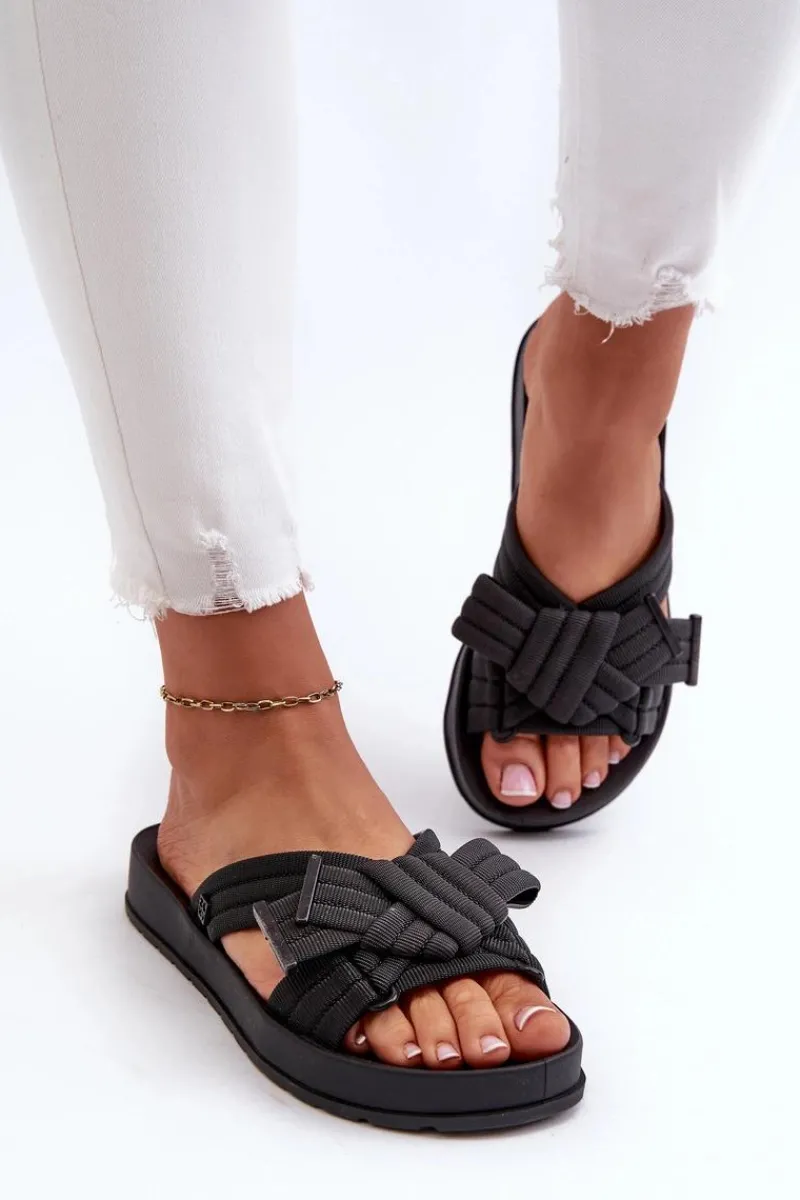 Clearance Pachnące Klapki Damskie Na Płaskiej Podeszwie LL285096 Czarne Damskie Klapki Damskie Klasyczne