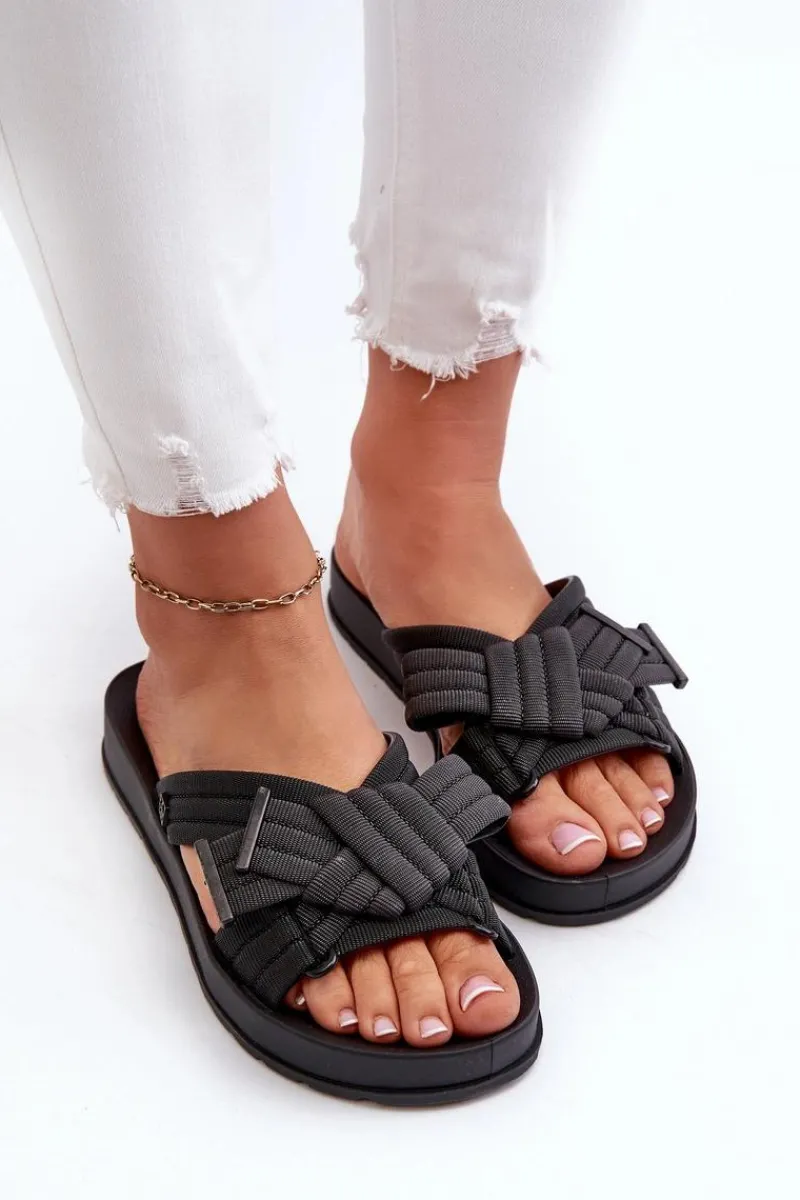 Clearance Pachnące Klapki Damskie Na Płaskiej Podeszwie LL285096 Czarne Damskie Klapki Damskie Klasyczne