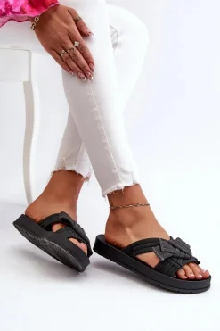 Clearance Pachnące Klapki Damskie Na Płaskiej Podeszwie LL285096 Czarne Damskie Klapki Damskie Klasyczne