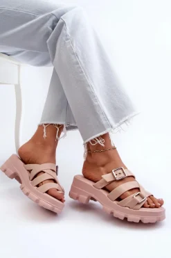 Hot ZAXY Pachnące Klapki Damskie Na Niskim Obcasie NN285044 Jasnoróżowe Różowy