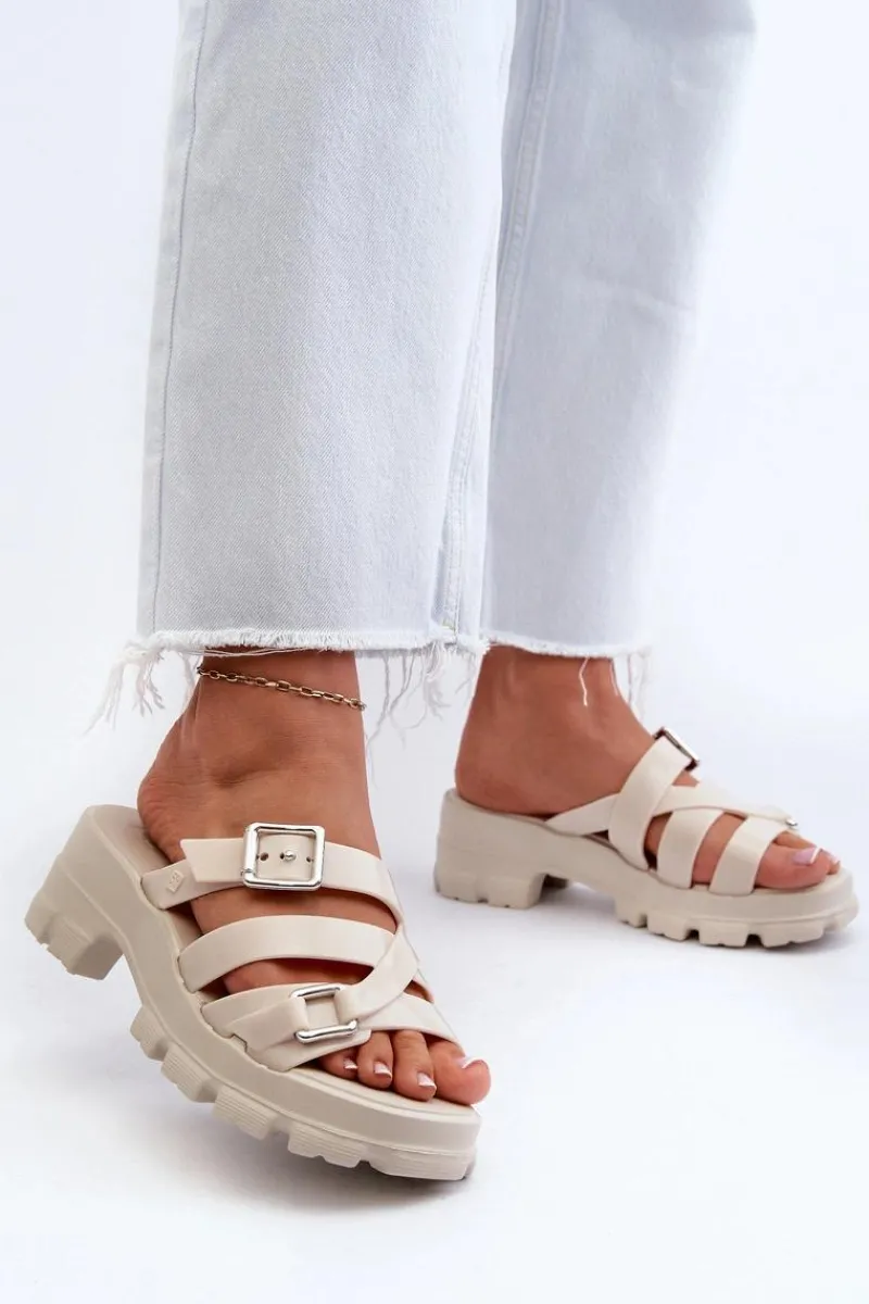 Klapki Na Platformie|Klapki Damskie Klasyczne>ZAXY Pachnące Klapki Damskie Na Niskim Obcasie NN285042 Jasnobeżowe Beżowy