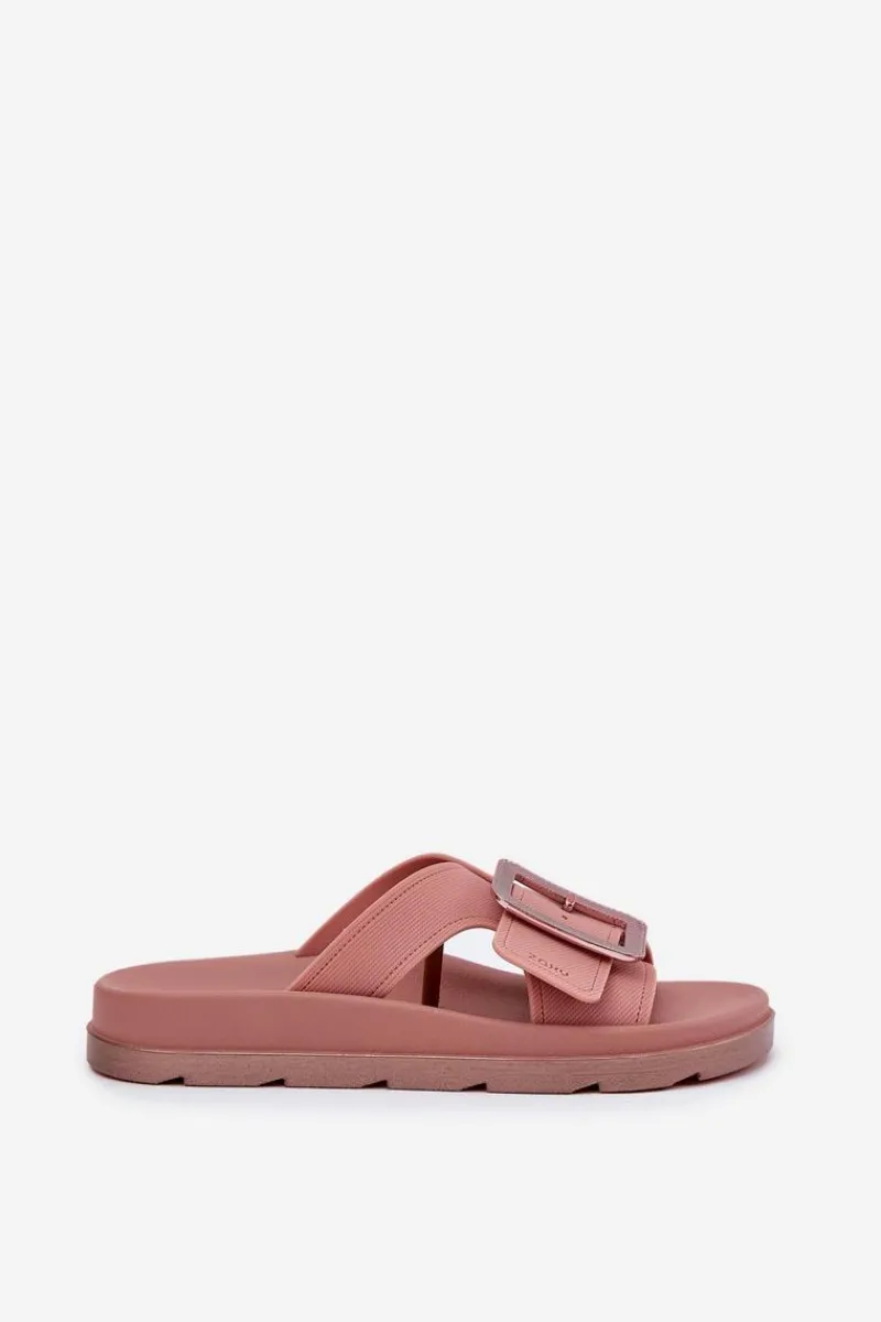 Clearance Pachnące Klapki Damskie Z Ozdobną Klamrą RR285077 Brudny Róż Damskie Klapki Damskie Klasyczne